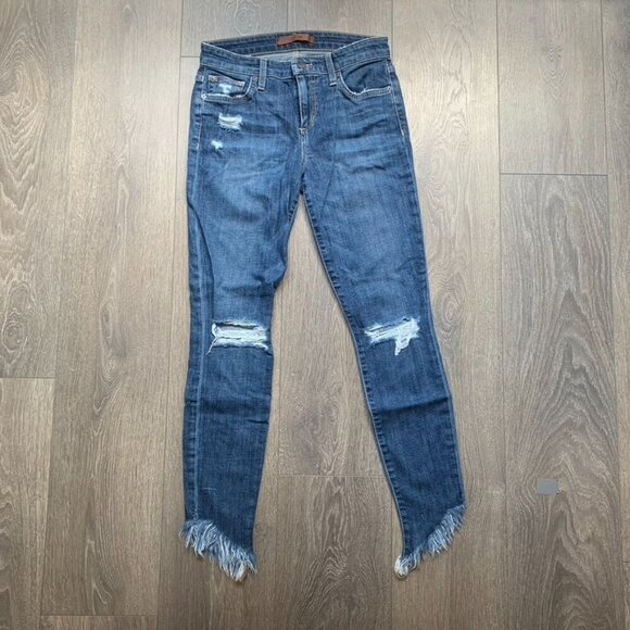 Joe’s Jeans Skinny Jeans Icon Aydin Distressed asymmetrical hem denim  mid rise - Picture 2 of 16